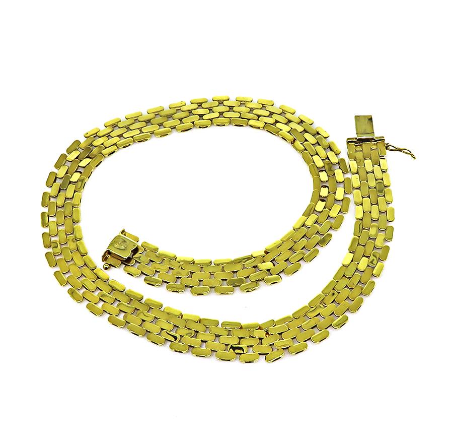 Estate 14k Yellow Gold Panther Link Style Statement Necklace