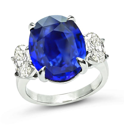 Estate GRS Certified 10.35ct Sapphire 1.53ct Diamond Engagement Ring