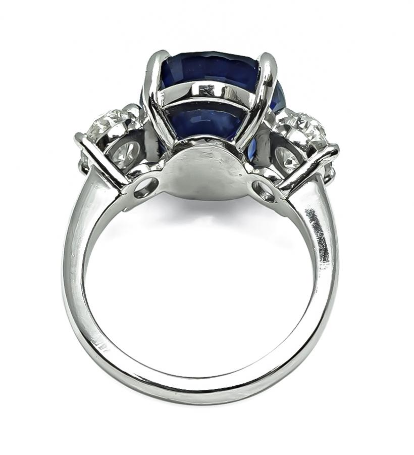 Estate GRS Certified 10.35ct Sapphire 1.53ct Diamond Engagement Ring