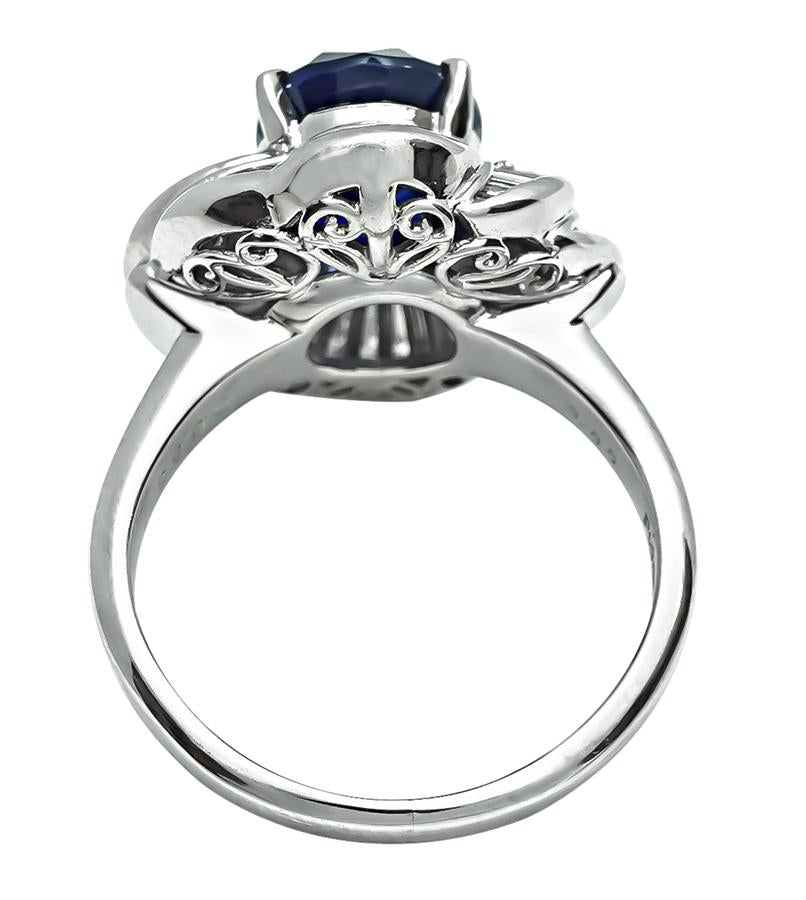 Estate GRS Certified 3.85ct Royal Blue Ceylon Sapphire Diamond Ring