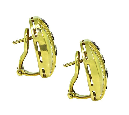 Estate H Stern 6.00ct Multi Color Sapphire Diamond 18k Yellow Gold Earrings