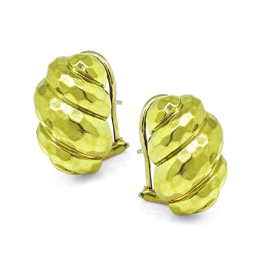 Estate Henry Dunay 18k Yellow Gold Earrings