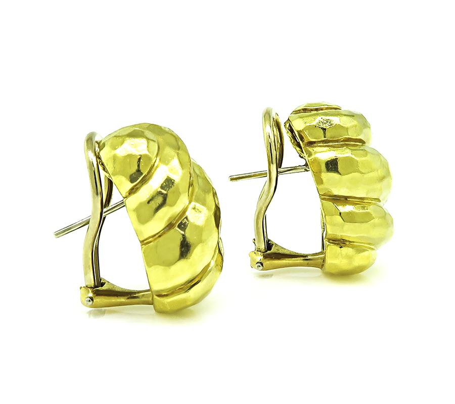Estate Henry Dunay 18k Yellow Gold Earrings