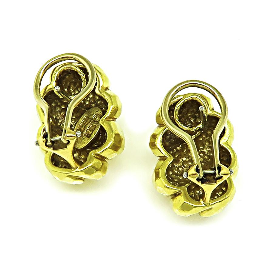 Estate Henry Dunay 18k Yellow Gold Earrings