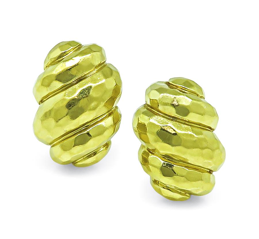 Estate Henry Dunay 18k Yellow Gold Earrings
