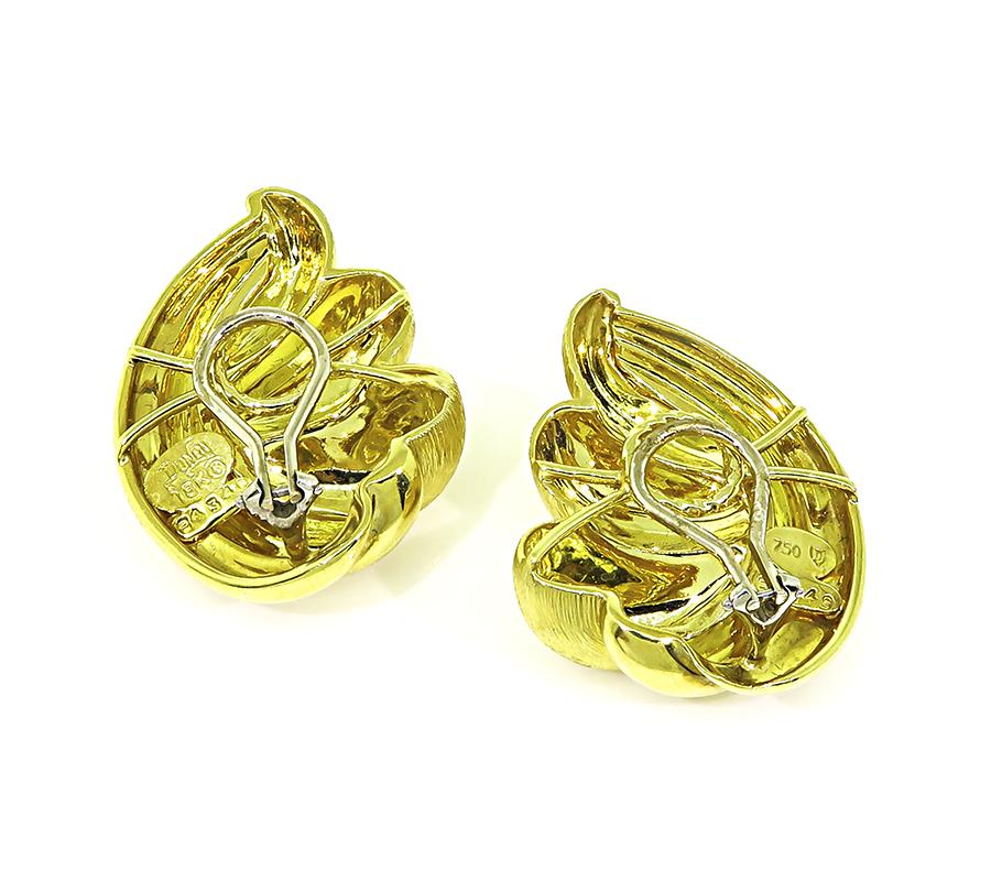 Estate Henry Dunay 18k Yellow Gold Earrings