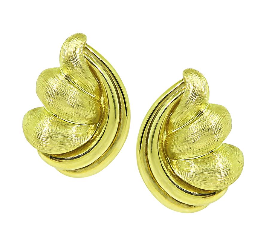 Estate Henry Dunay 18k Yellow Gold Earrings