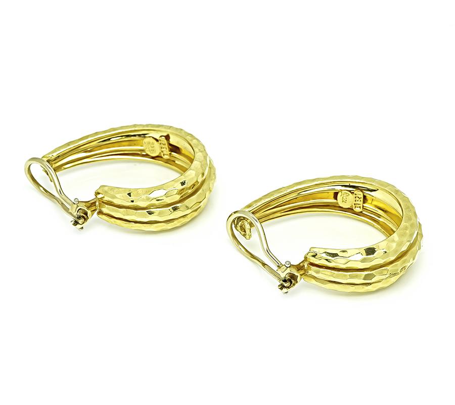 Estate Henry Dunay Hammered Gold Earrings