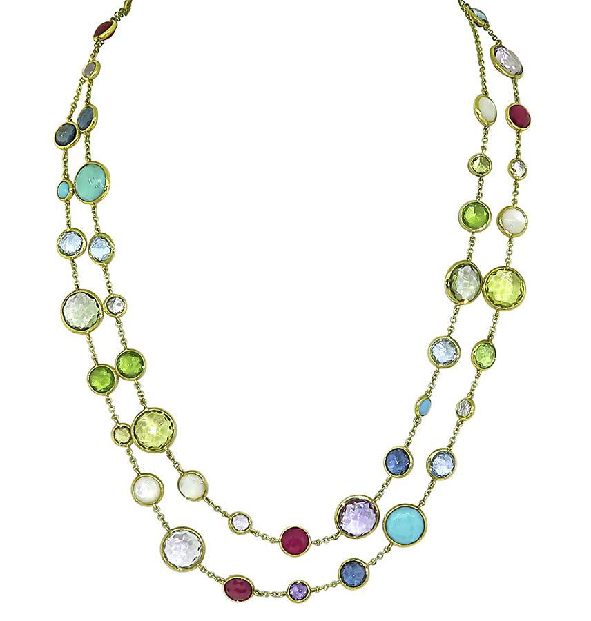 Estate Ippolita Multi Color Gemstone 18k Yellow Gold Necklace