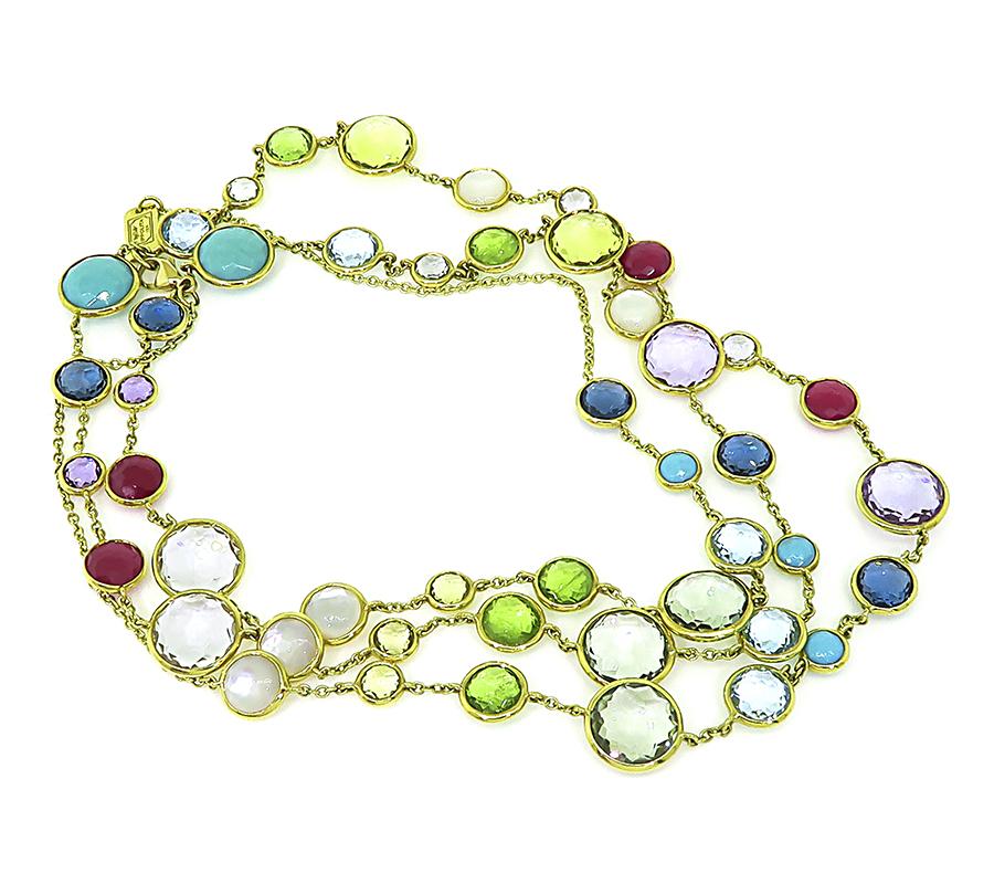 Estate Ippolita Multi Color Gemstone 18k Yellow Gold Necklace