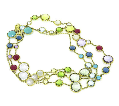 Estate Ippolita Multi Color Gemstone 18k Yellow Gold Necklace