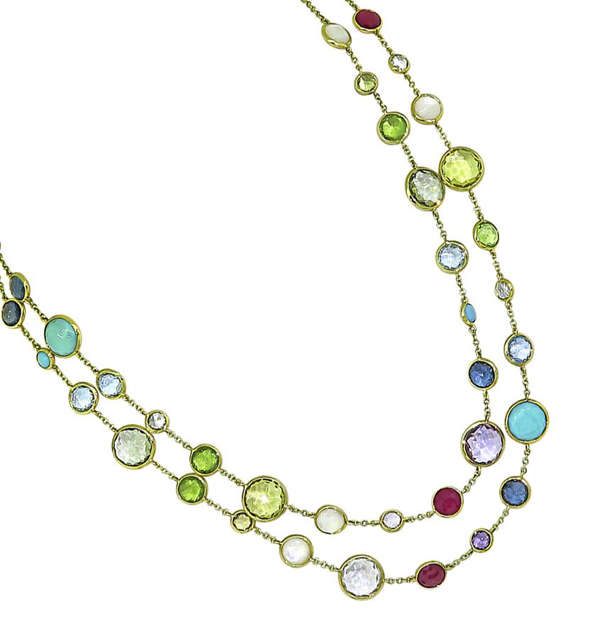 Estate Ippolita Multi Color Gemstone 18k Yellow Gold Necklace