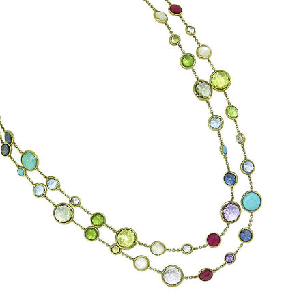 Estate Ippolita Multi Color Gemstone 18k Yellow Gold Necklace