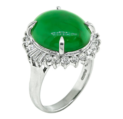 Estate 7.71ct Jade 0.78ct Diamond Ring