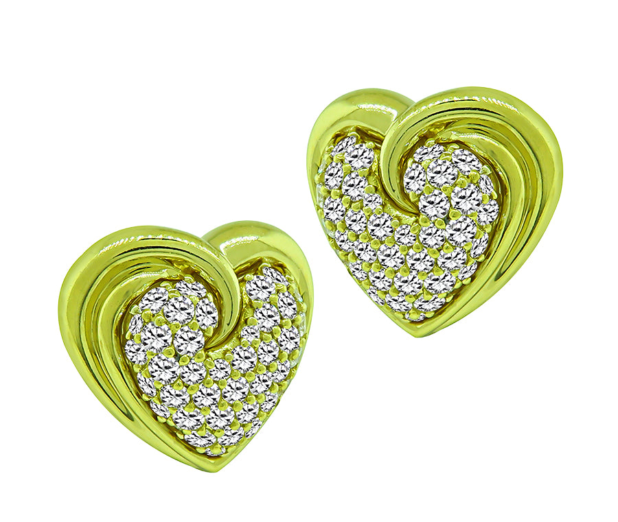 Estate Jose Hess 4.50ct Diamond Heart Earrings