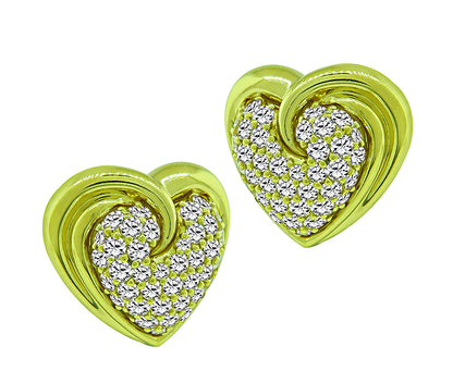 Estate Jose Hess 4.50ct Diamond Heart Earrings