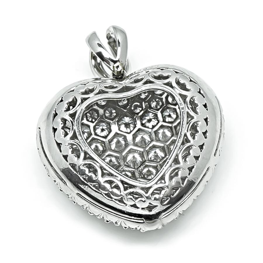 Estate Kurt Wayne 6.00ct Diamond Platinum Heart Pendant