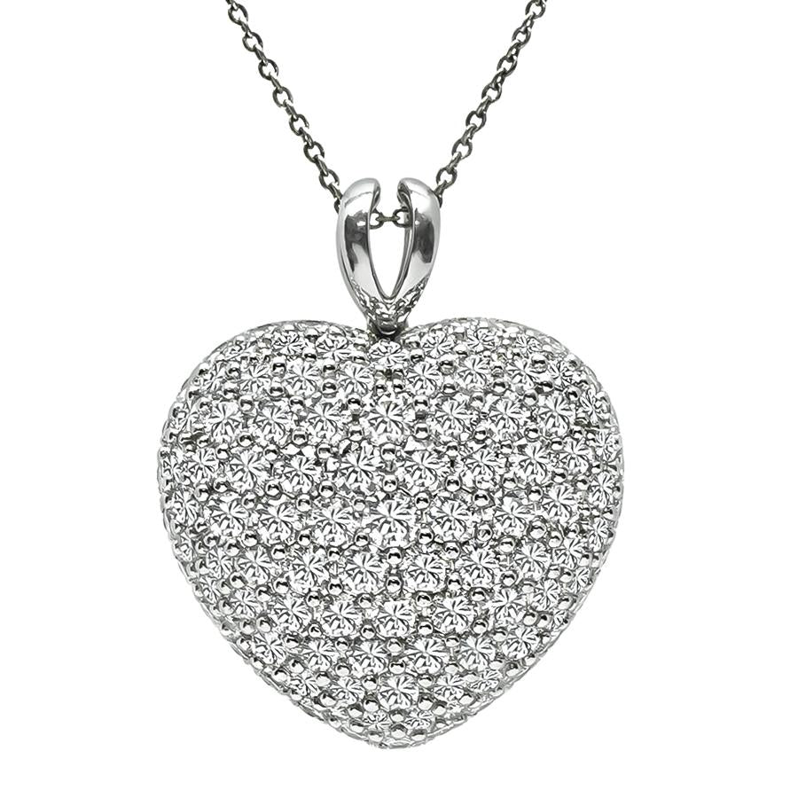 Estate Kurt Wayne 6.00ct Diamond Platinum Heart Pendant