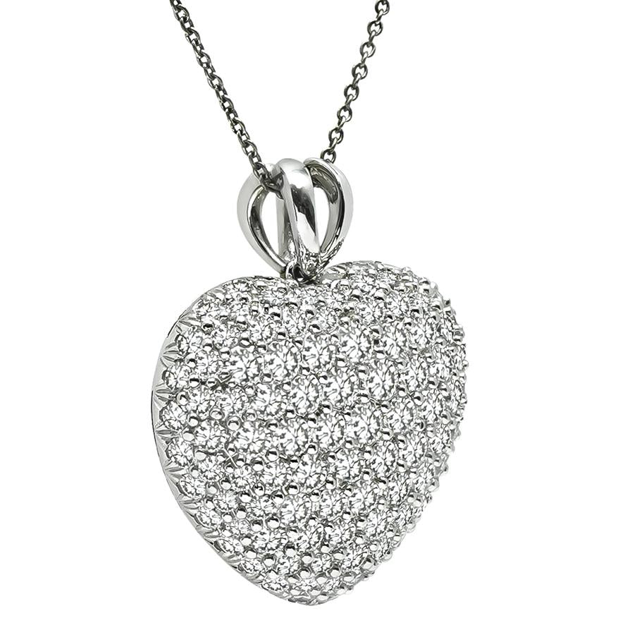 Estate Kurt Wayne 6.00ct Diamond Platinum Heart Pendant