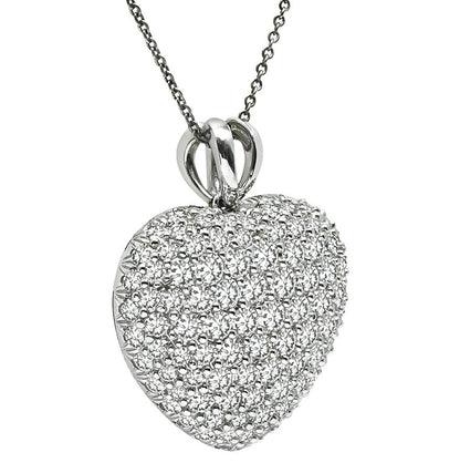 Estate Kurt Wayne 6.00ct Diamond Platinum Heart Pendant
