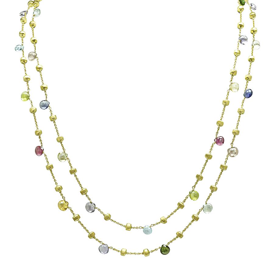 Estate Marco Bicego Multi Color Gemstone 18k Yellow Gold Necklace