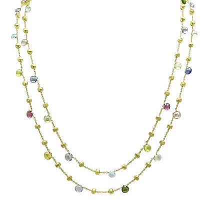 Estate Marco Bicego Multi Color Gemstone 18k Yellow Gold Necklace