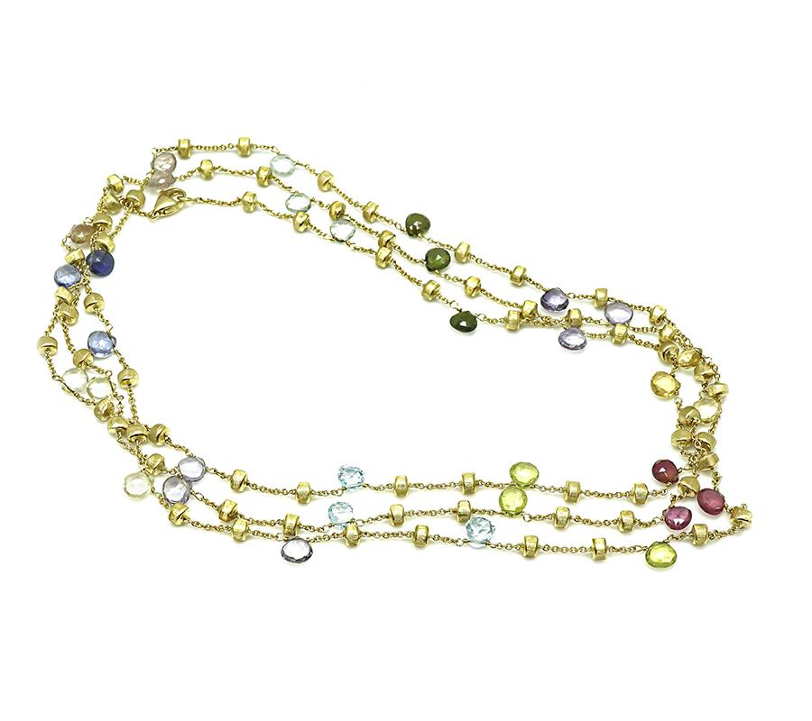 Estate Marco Bicego Multi Color Gemstone 18k Yellow Gold Necklace