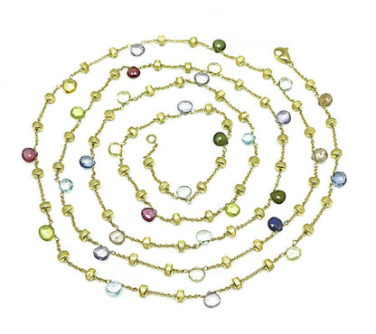 Estate Marco Bicego Multi Color Gemstone 18k Yellow Gold Necklace