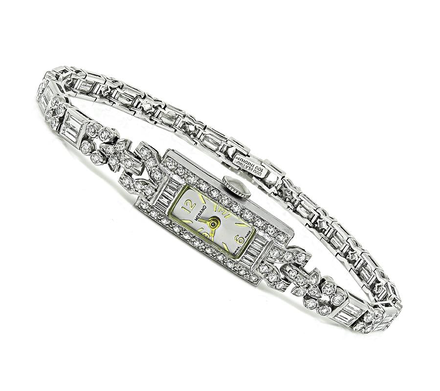 Estate 4.50ct Diamond Platinum Watch