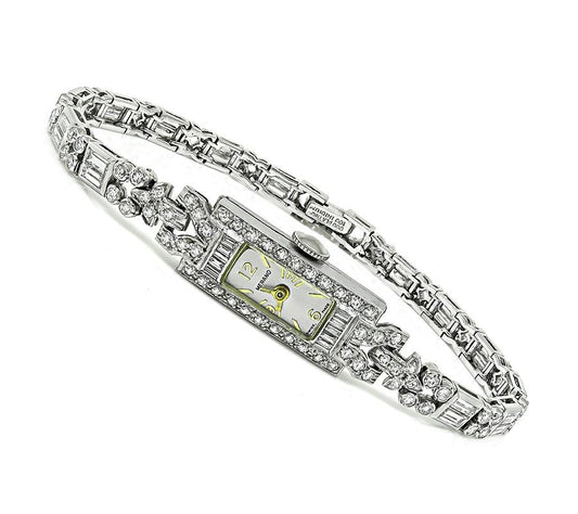 Estate 4.50ct Diamond Platinum Watch
