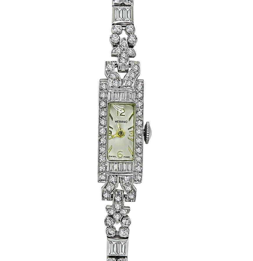 Estate 4.50ct Diamond Platinum Watch