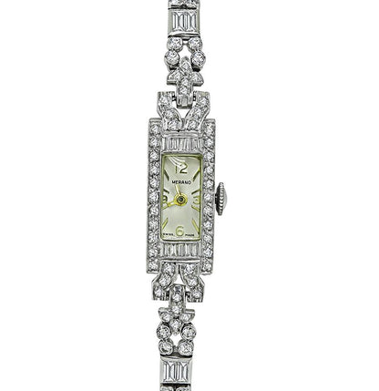 Estate 4.50ct Diamond Platinum Watch