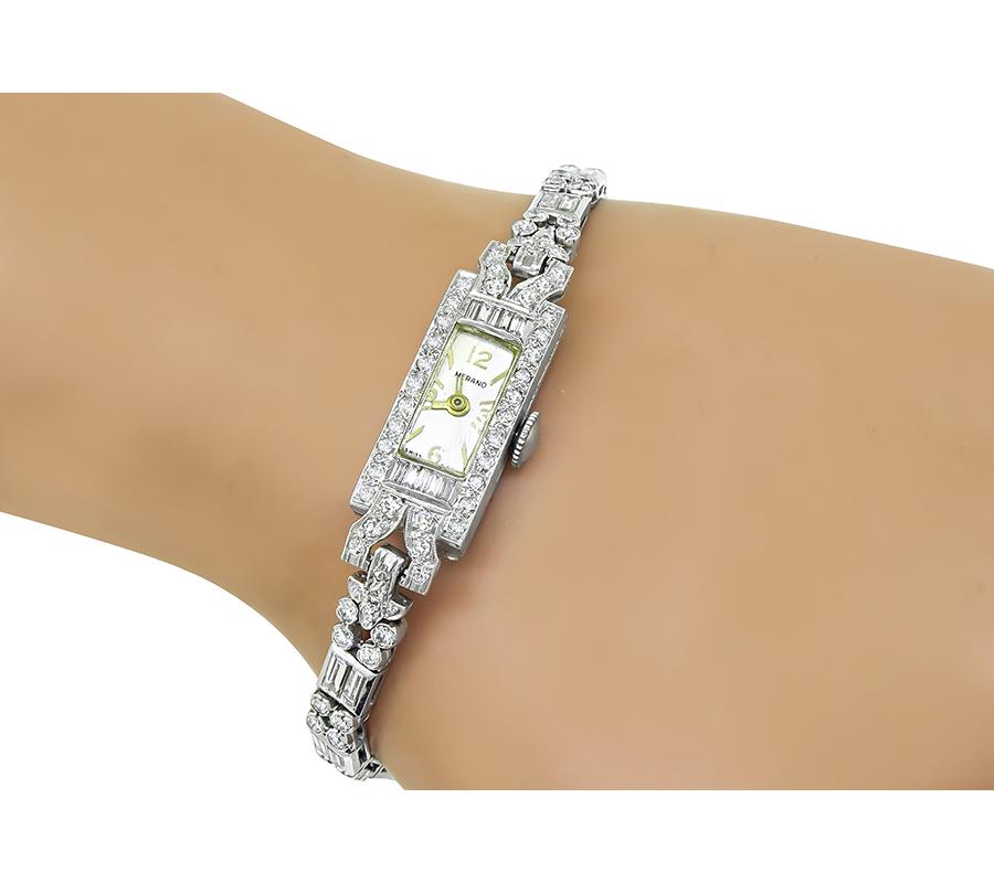 Estate 4.50ct Diamond Platinum Watch