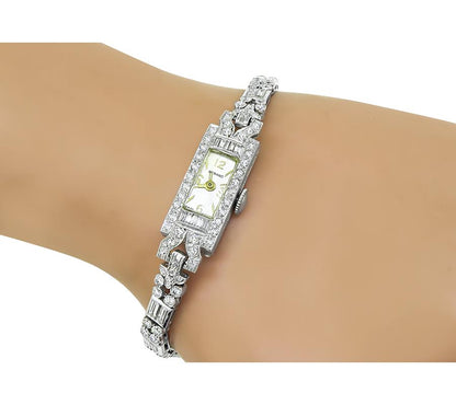 Estate 4.50ct Diamond Platinum Watch