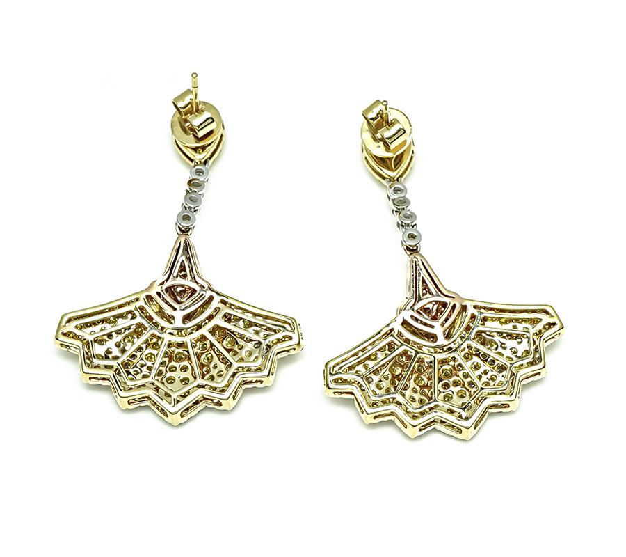 Estate 3.27ct Multi Color Diamond 14k White Yellow and Rose Gold Drop Earrings