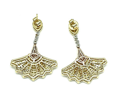 Estate 3.27ct Multi Color Diamond 14k White Yellow and Rose Gold Drop Earrings