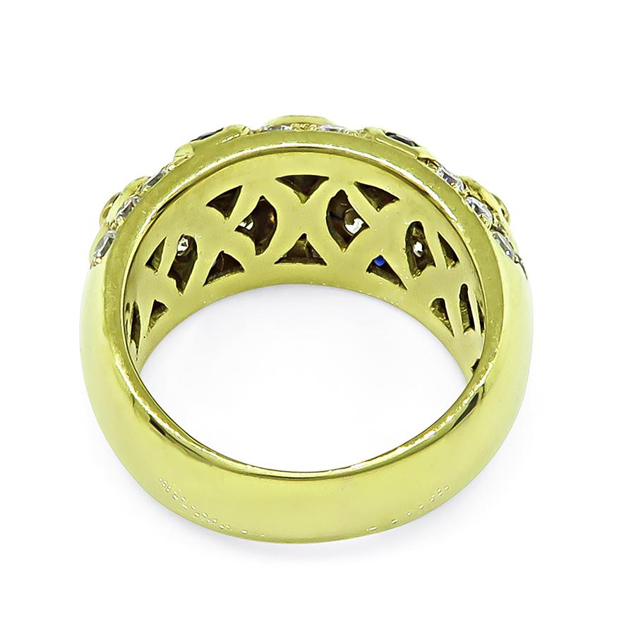Estate 1.30ct Diamond Ruby Emerald and Sapphire 18k Yellow Gold Ring