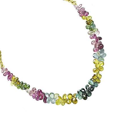 Estate Multi Color Gemstone Gold Necklace