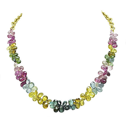 Estate Multi Color Gemstone Gold Necklace