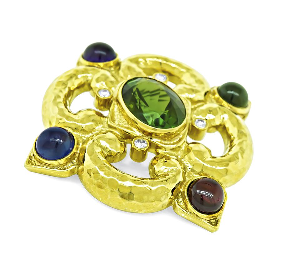 20.00ct Green Tourmaline Multi Color Gemstone Pin/Pendant