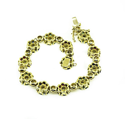 Estate 0.70ct Diamond Multi Color Precious Stone Gold Bracelet