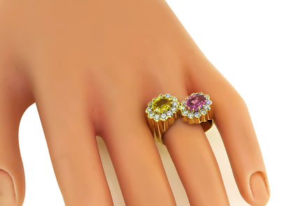 Estate 2.50ct Pink and Yellow Sapphire 0.50ct Diamond Ring