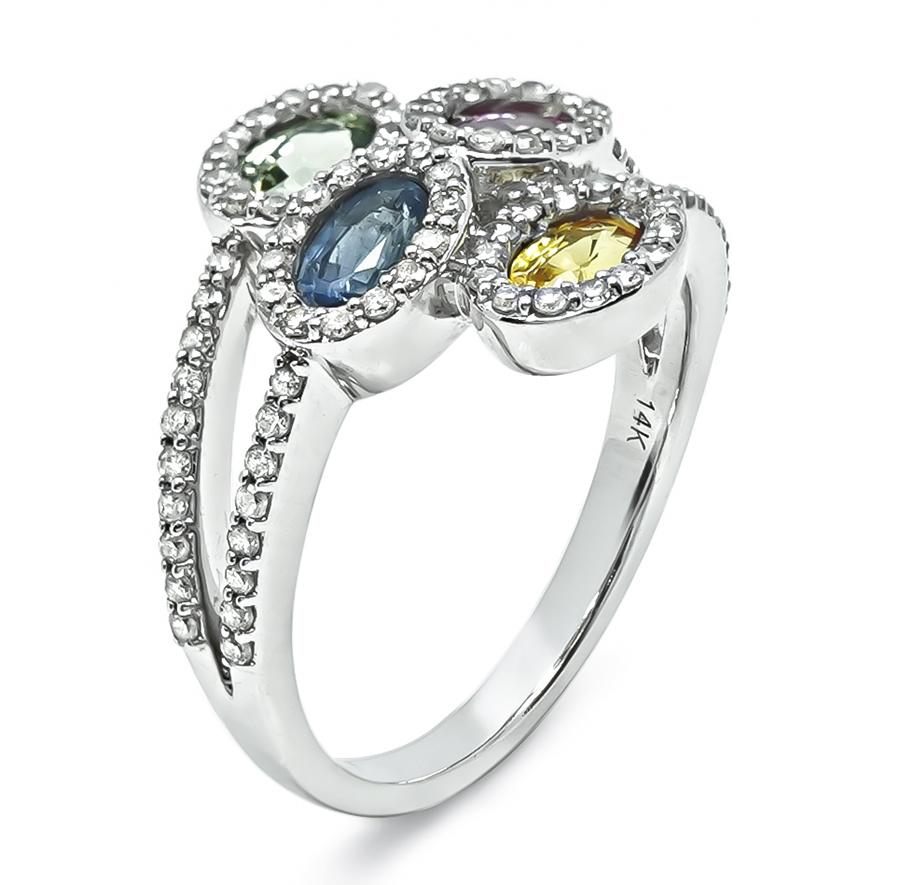 Estate 2.40ct Multi Color Sapphire 1.25ct Diamond Gold Ring