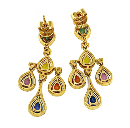 Estate 3.67ct Multi Color Sapphire 1.42ct Diamond Earrings