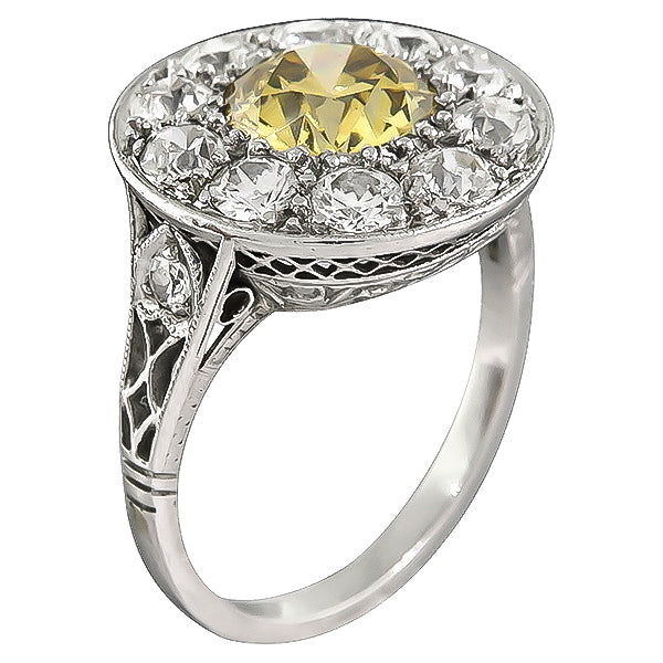 Estate 1.30ct Intense Fancy Orange Brown Diamond 0.70ct Diamond Ring