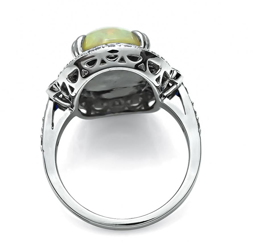 Estate Opal 1.00ct Sapphire 0.60ct Diamond Gold Ring