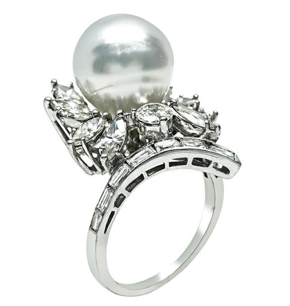 Estate 2.00ct Diamond Pearl Ring