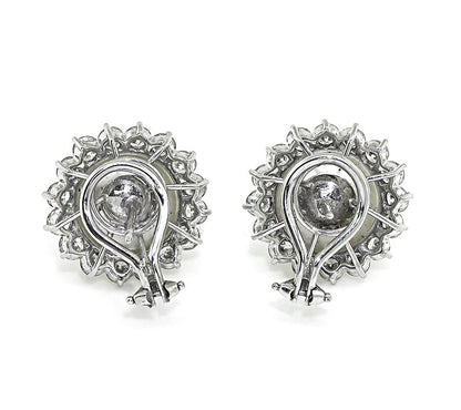 Estate 2.50ct Diamond Pearl 14k White Gold Earrings