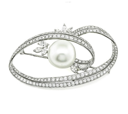 3.60ct Diamond South Sea Pearl Gold Pin