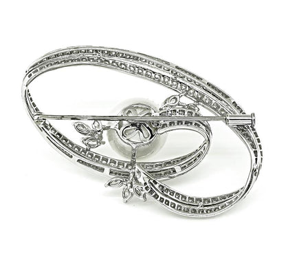 3.60ct Diamond South Sea Pearl Gold Pin